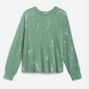 Kaileigh Lila Crew Neck Raglan Sleeve Abstract Knit Top, Size M, Teal Green